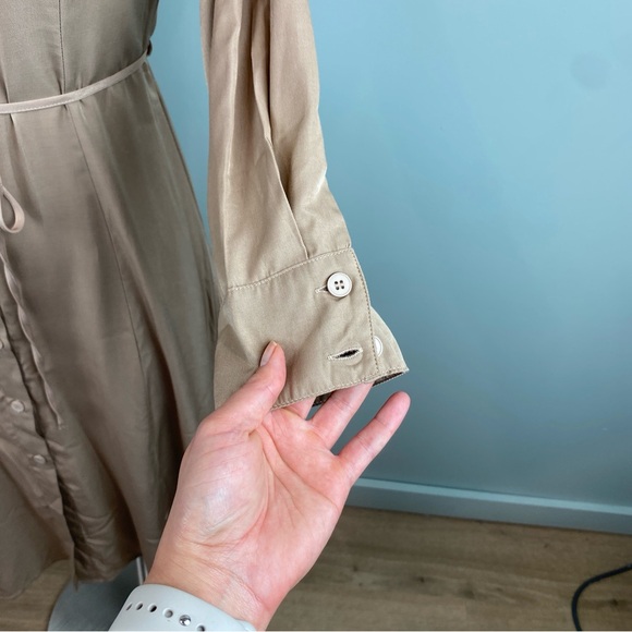 NWT Halara Tan Classic button down Shirt Midi Dress Preppy size XS - Picture 3 of 7